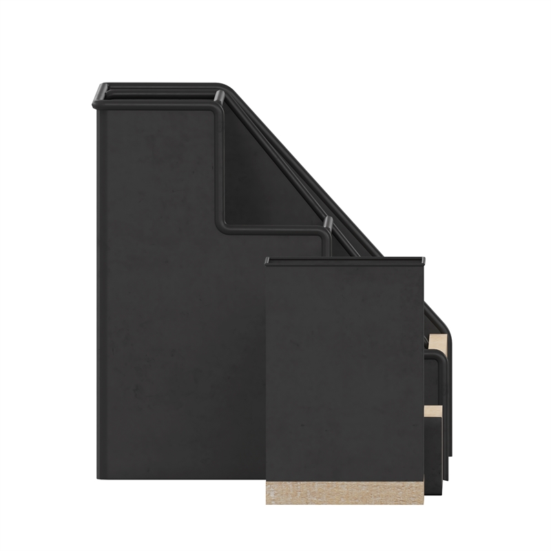 Black Finish Metal and Rustic Wood 3 Piece Desktop or Vanity Organizer Set