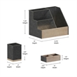 Galvanized Finish Metal and Rustic Wood 3 Piece Desktop or Vanity Organizer Set
