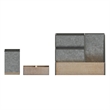 Galvanized Finish Metal and Rustic Wood 3 Piece Desktop or Vanity Organizer Set