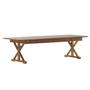 Solid Pine Farm Dining Table with X-Style Legs in Antique Rustic - 9' x 40&quot