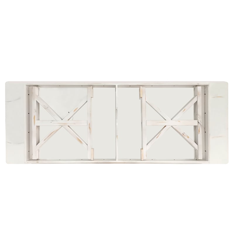 Solid Pine Farm Dining Table with X-Style Legs in Antique Rustic White-9' x 40