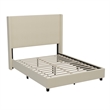 Queen Size Upholstered Platform Bed with Channel Stitched Headboard in Beige