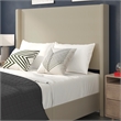 Queen Size Upholstered Platform Bed with Channel Stitched Headboard in Beige