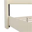Twin Size Upholstered Platform Bed with Channel Stitched Headboard in Beige