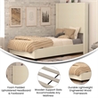 Twin Size Upholstered Platform Bed with Channel Stitched Headboard in Beige