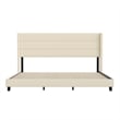 King Size Upholstered Platform Bed with Wingback Headboard-Beige Faux Linen