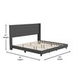 King Size Upholstered Platform Bed with Wingback Headboard-Charcoal Faux Linen