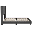 King Size Upholstered Platform Bed with Wingback Headboard-Charcoal Faux Linen