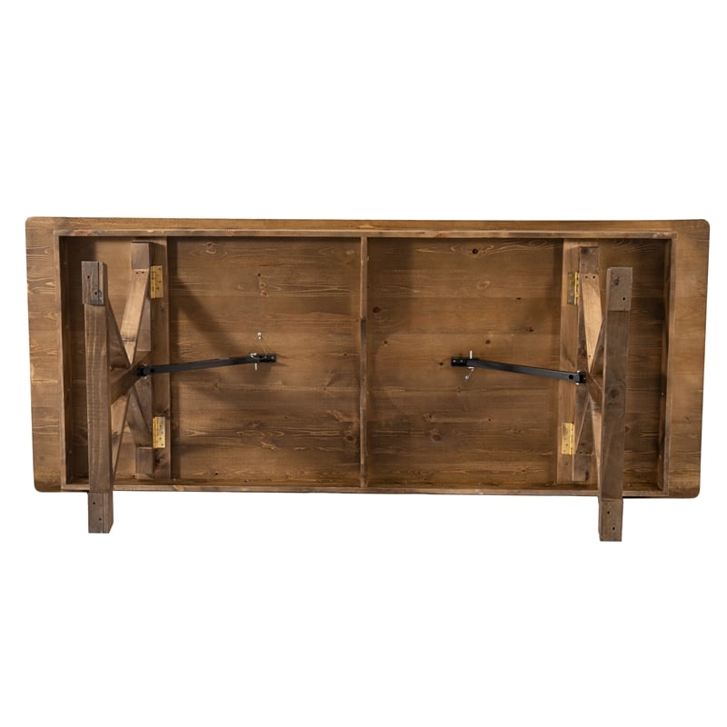 Solid Pine Farm Dining Table with X-Style Legs in Antique Rustic - 7' x 40