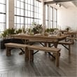 Solid Pine Farm Dining Table with X-Style Legs in Antique Rustic - 7' x 40