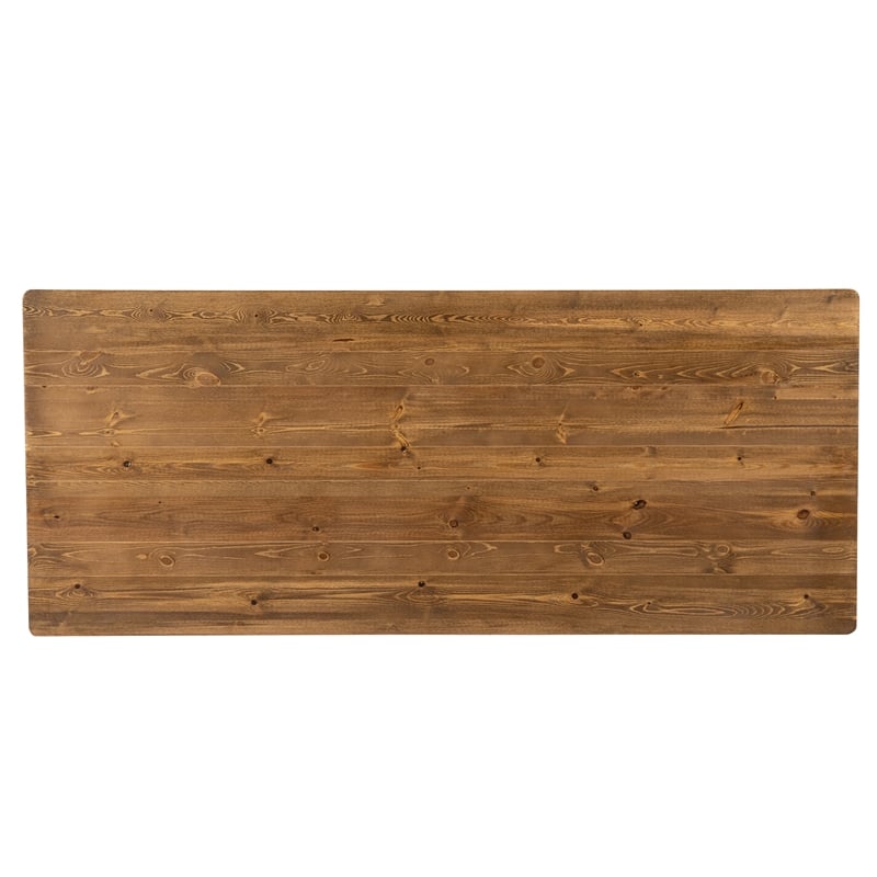 Solid Pine Farm Dining Table with X-Style Legs in Antique Rustic - 7' x 40
