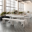 Solid Pine Farm Dining Table with X-Style Legs in Antique Rustic White-7' x 40