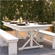 Solid Pine Farm Dining Table with X-Style Legs in Antique Rustic White-7' x 40