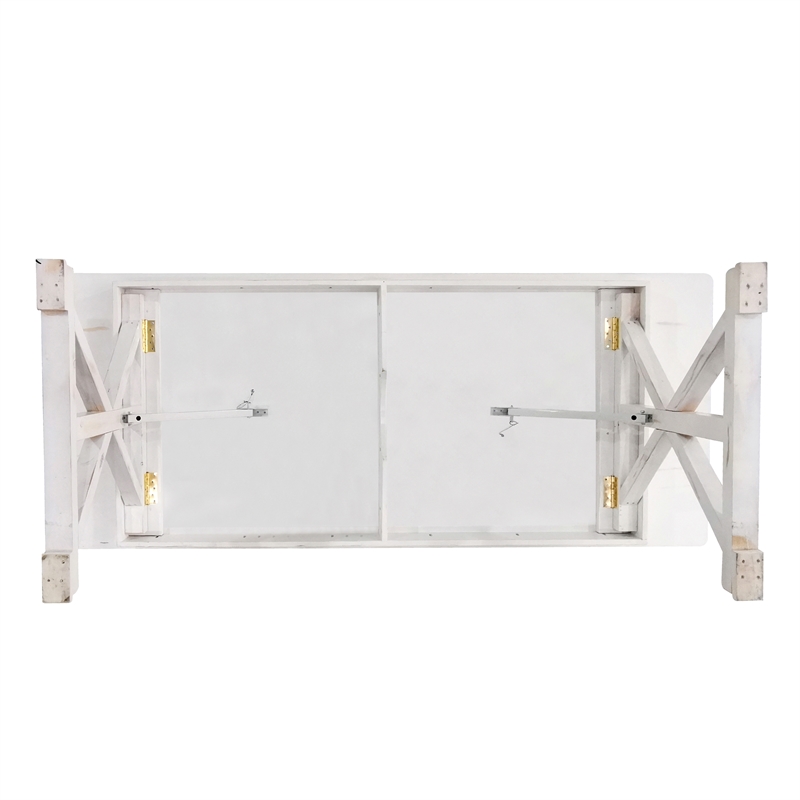 Solid Pine Farm Dining Table with X-Style Legs in Antique Rustic White-8' x 40
