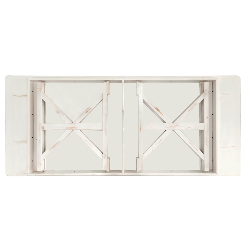 Solid Pine Farm Dining Table with X-Style Legs in Antique Rustic White-8' x 40