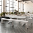 Solid Pine Farm Dining Table with X-Style Legs in Antique Rustic White-8' x 40