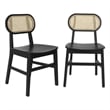 2 Pack Commercial Cane Rattan Event Chairs - Wood Backs and Seats-Natural/Black