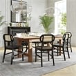 2 Pack Commercial Cane Rattan Event Chairs - Wood Backs and Seats-Natural/Black