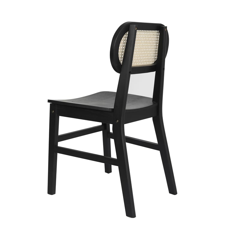 2 Pack Commercial Cane Rattan Event Chairs - Wood Backs and Seats-Natural/Black