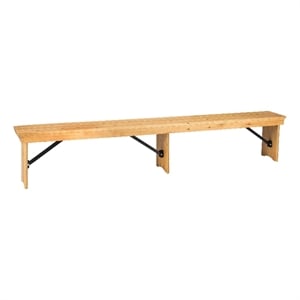 8' x 12&quot Solid Pine Folding Farm Bench with 3 Legs-Antique Rustic Light Natural