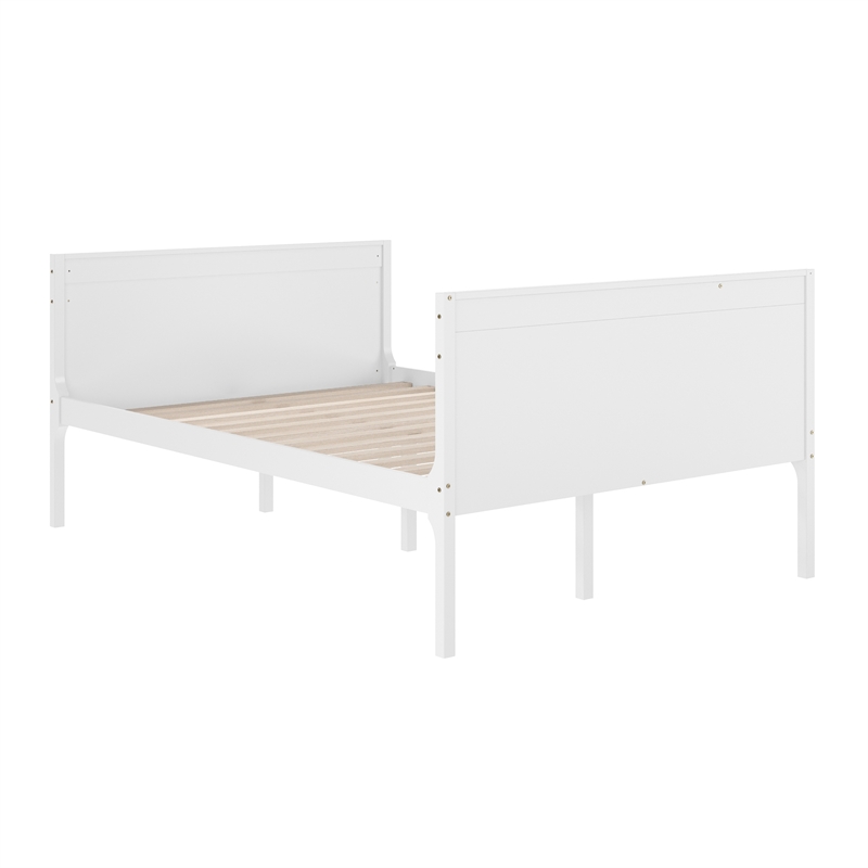 Twin Over Full Convertible Slatted Solid Wood Bunk Bed Frame for Kids in White