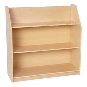 Kid Friendly Wooden Bookshelf in Natural Finish with 3 Display Shelves