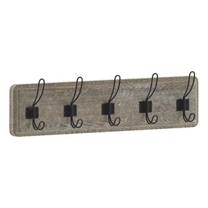 Vintage Wall Mounted Coat Rack with 5 Coat Hooks in Weathered Finish
