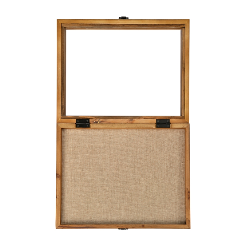Solid Pine Weathered Brown Shadow Display Case with Linen Liner - 11 x 14