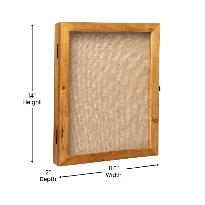 Solid Pine Weathered Brown Shadow Display Case with Linen Liner - 11 x 14