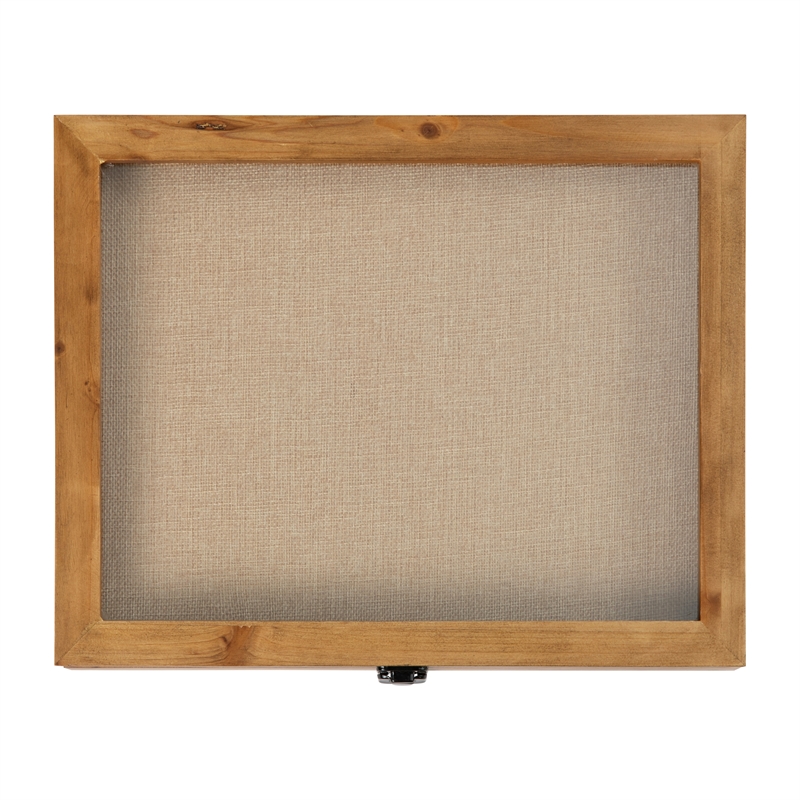 Solid Pine Weathered Brown Shadow Display Case with Linen Liner - 11 x 14