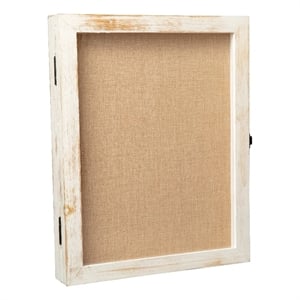 Solid Pine Whitewash Shadow Display Case with Linen Liner - 11 x 14
