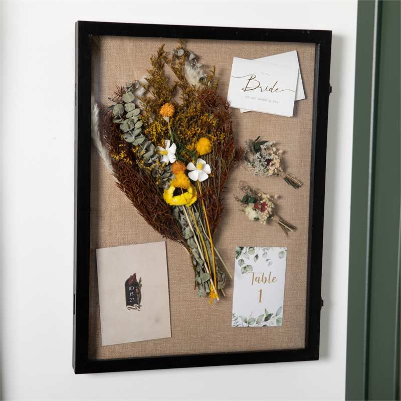 Solid Pine Black Shadow Display Case with Linen Liner - 18 x 24