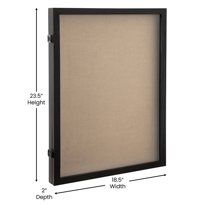 Solid Pine Black Shadow Display Case with Linen Liner - 18 x 24