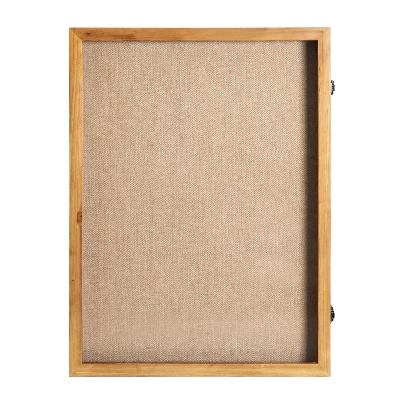 Solid Pine Weathered Brown Shadow Display Case with Linen Liner - 18 x 24