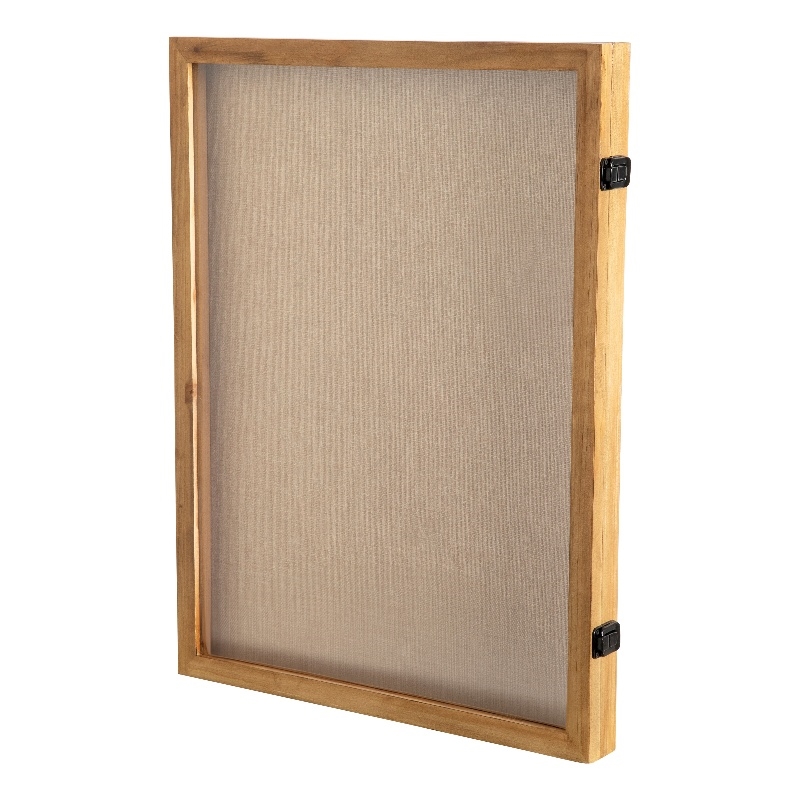 Solid Pine Weathered Brown Shadow Display Case with Linen Liner - 18 x 24
