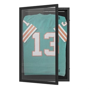Wooden Jersey Display Case with Foam Board and Keyed Lock in Black-24x36