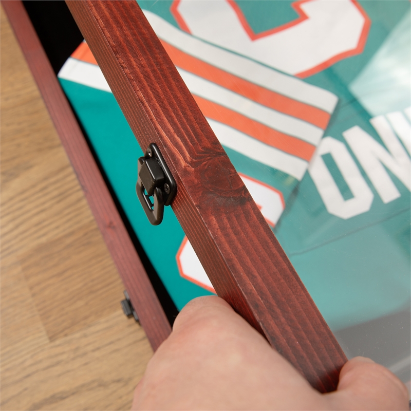 Wooden Jersey Display Case with Foam Board and Keyed Lock in Mahogany-24x36