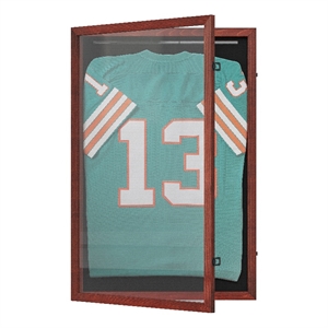 Wooden Jersey Display Case with Foam Board and Keyed Lock in Mahogany-24x36