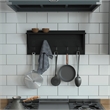 Wall Mounted Coat Rack with Upper Shelf and Coat Hooks in Black Finish
