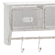 Wall Mounted Coat Rack with Upper Shelf Wire Baskets and Hooks in Whitewashed