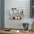 Wall Mounted Coat Rack with Upper Shelf Wire Baskets and Hooks in Whitewashed