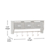 Wall Mounted Coat Rack with Upper Shelf Wire Baskets and Hooks in Whitewashed