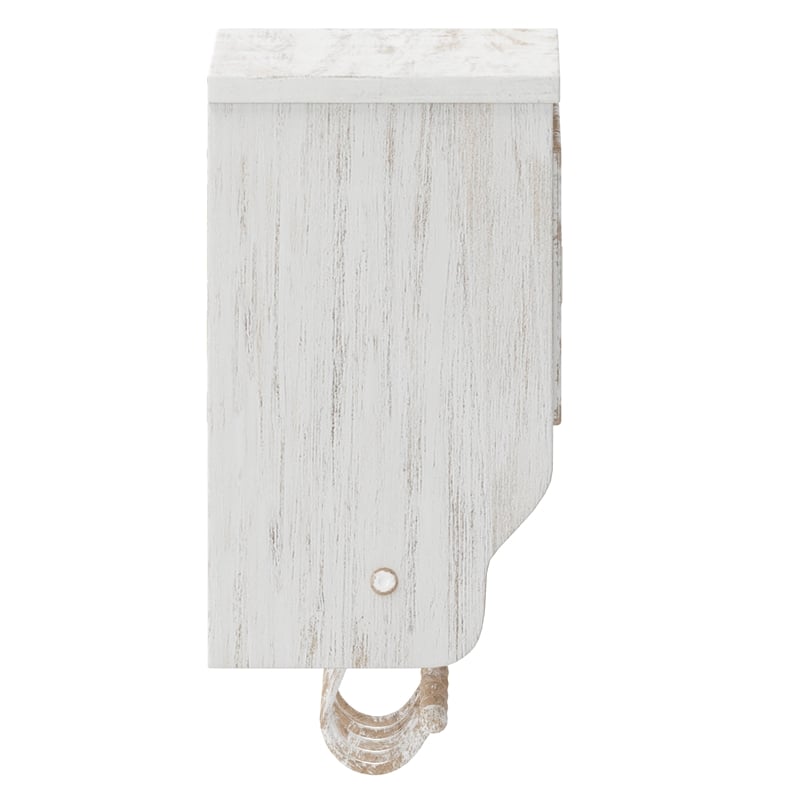 Wall Mounted Coat Rack with Upper Shelf Wire Baskets and Hooks in Whitewashed
