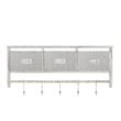 Wall Mounted Coat Rack with Upper Shelf Wire Baskets and Hooks in Whitewashed