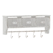 Wall Mounted Coat Rack with Upper Shelf Wire Baskets and Hooks in Whitewashed