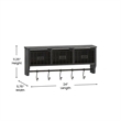 Wall Mounted Coat Rack with Upper Shelf Wire Baskets and Hooks in Blackwashed