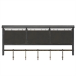 Wall Mounted Coat Rack with Upper Shelf Wire Baskets and Hooks in Blackwashed