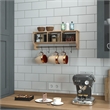 Wall Mounted Coat Rack with Upper Shelf Wire Baskets and Hooks in Rustic Brown