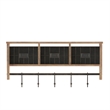 Wall Mounted Coat Rack with Upper Shelf Wire Baskets and Hooks in Rustic Brown