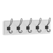 Vintage Wall Mounted Storage Rack with 5 Hooks in Solid White Finish